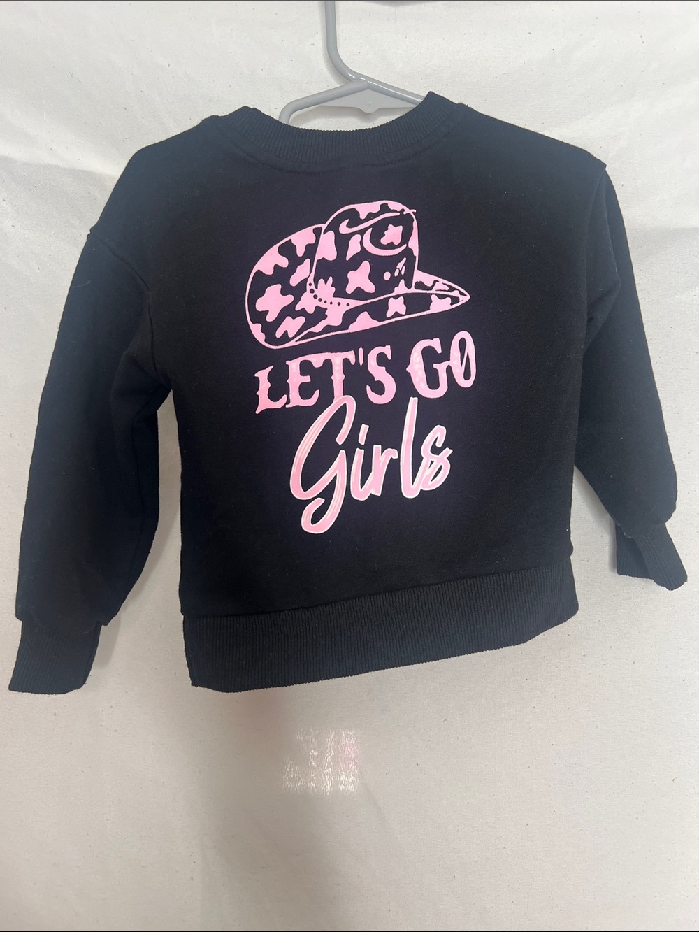 Girls' Black Sweatshirt with Pink 'Let's Go' Chest Graphic - Picture 2 of 2